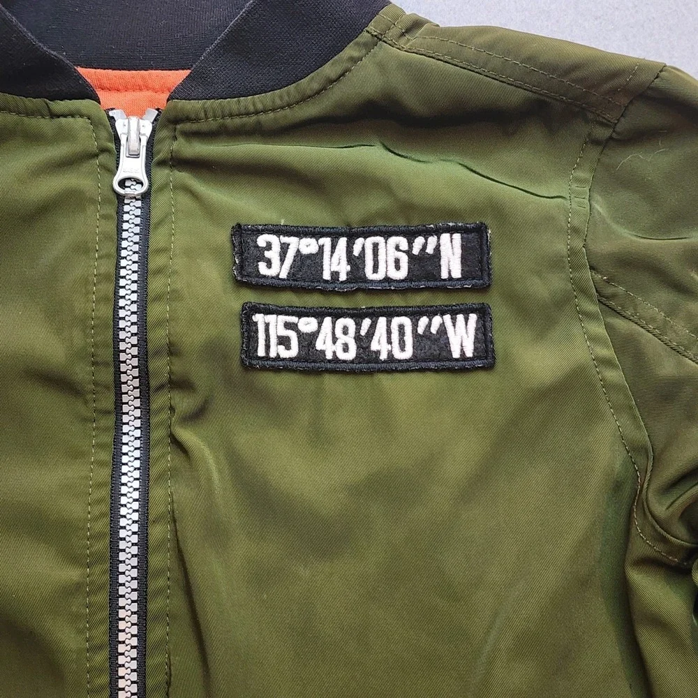 Wonder Nation Boys Bomber Jacket Green Full Zip Lightweight Size 6-7 Small